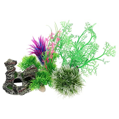 POPETPOP 2 Sätze Aquariendekoration Aquariumpflanzen Unterwasser-steingarten-kit Fische Laichen Blätter Aquarium-Ornament Aquarienpflanzenverzierung Fischversteck Winde Abs Goldfischglas von POPETPOP