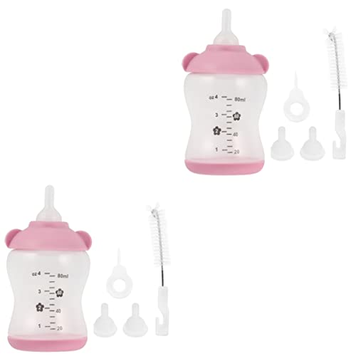 POPETPOP 2 Sets Pet Hamster Ml Kit - für Wasser Ml Werkzeuge Pink Tool Eichhörnchen Mini-Nadel Saubere Welpen Flasche Tiere Milch Kaninchen Pflege Schnuller Flaschen Pflegebedarf von POPETPOP