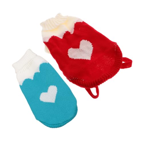 POPETPOP 2 Stück Haustier-Pullover Haustierhundkleidung Haustier-Outfit-kostüm Hundeoutfits Kostüm Haustier Winterkleidung Strickkleidung Katze Winteranzug Gestrickter Hundemantel Garn von POPETPOP