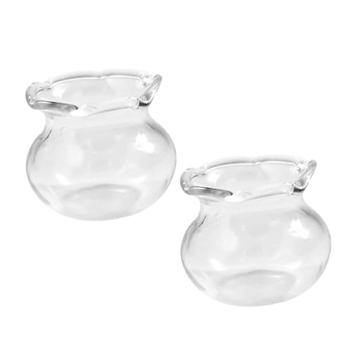 POPETPOP 2stücke Miniatur-blumenvase Aus Glas Für Kleines Puppenhaus Modell-zubehör Dekoration Simulation DIY-bastelprojekt Winziger Tisch-Ornament Aquarium Spielzeug von POPETPOP