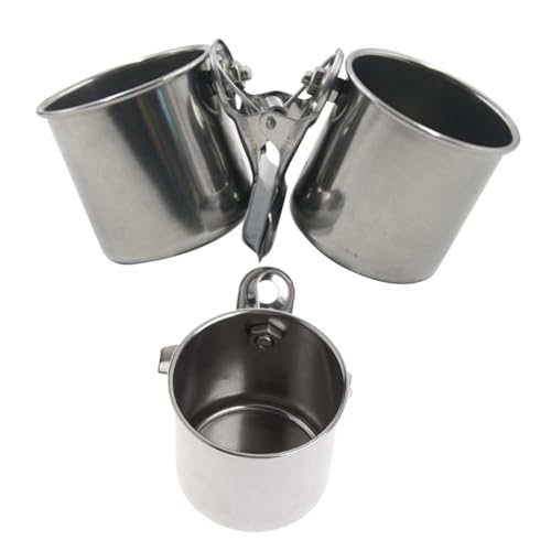 POPETPOP 2stücke Edelstahl Vogeltränke Teilig Futternäpfe Für Papageien Kleine Vögel Praktische Futter Und Wasserschalen Für Käfige Einfach Zu Reinigen Montage Hochwertige von POPETPOP