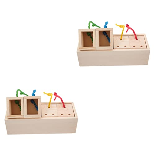 POPETPOP 2er-Box Hamster Spielzeug Zur Nahrungssuche Hasenfutter Vögel Interaktives Spielspielzeug Meerschweinchen-Puzzle-Spielzeug Futtersystem Rad Rotieren Konzentrieren Käfig Hölzern von POPETPOP