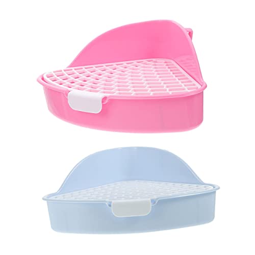 POPETPOP 2er-Box Kaninchentoilette Katzenklo Für Katzen Kaninchenbett Einstreu Für Hamster Kaninchenstreu Hasenbett Kaninchenstall Häschen-Zug-töpfchen Eckklo Hase Ecke Hamstersand Plastik von POPETPOP