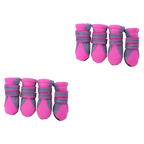 POPETPOP 2 Stück Haustierschuhe Hundestiefeletten Verstellbarer Druckknopfverschluss Atmungsaktives Mesh rutschfeste Sohle Größe S Hundeschuhe Rosarot von POPETPOP