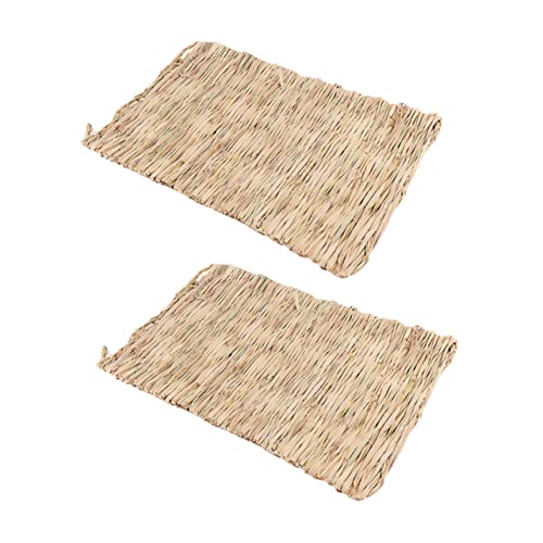 POPETPOP 2 Stücke Haushalt Nester Kissen Liefert Matte Hamster Kaninchen Ratte Kaninchen Guinea Kleine Auflagen Kauauflage Matten Beige Bett Handgewebte Tierbettwäsche Papagei von POPETPOP