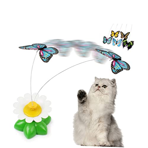 POPETPOP 2stücke Elektrische Katzenangel Mit Rotierenden Blumen Und Schmetterlingen Automatisches Spielzeug Für Katzen Fördert Spiel Und Spaß Zuhause Mischfarben von POPETPOP
