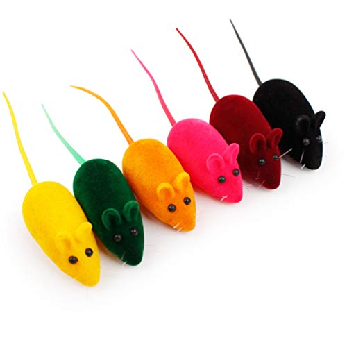 POPETPOP 20 Stück Katzenspielzeuge Mäuse – quietschende Mäuse – Haustier-Katzenspielzeug, interaktives Spielzeug für Kätzchen, Geräusche, schöne Ratten, Mäuse, Spielspielzeug, zufällige Farbe von POPETPOP