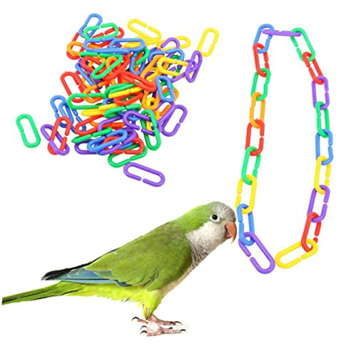 POPETPOP 200stücke Kunststoffkette Spielzeug Für Vögel Hängende Kette Für Papageien Kauspielzeug Für Kleine Vögel Bildungs-Spielzeug Zufällige Farben von POPETPOP
