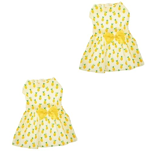 POPETPOP 2St Ananas-Haustier-Kleid Hawaii-Kleider für Mädchen Rollenspielkostüm Schleifenkleid formelle Kleidung Welpenkostüm Hunde-Cosplay-Kostüm Hündchen Hundekleidung von POPETPOP