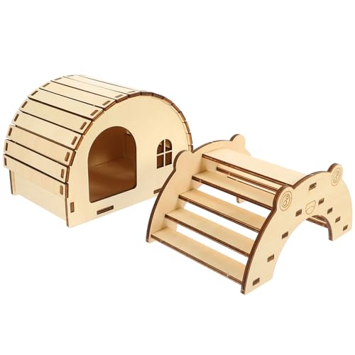 POPETPOP Hölzernes Hamster-versteck- -brücken-Set Haustierhütte Holzbrücke Spielzeug Hamster-zubehör-kit POPETPOP Hölzernes Hamster-versteck- -brücken-Set Haustierhütte Holzbrücke Spielzeug Hamster-zubehör-kit von POPETPOP
