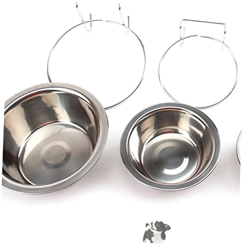 POPETPOP 2St Hundefutter Haustierwasserschale für Käfige Futternapf für Hamster Zwinger Wassernapf für Hamster Katzennapf erhöht Wasserzufuhr hundenapf aus Edelstahl Haustierbedarf Silver von POPETPOP