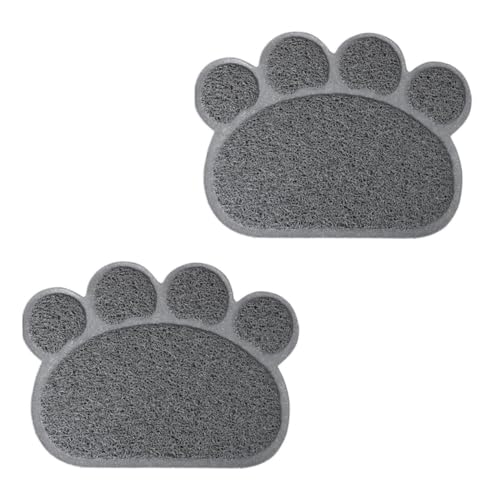 POPETPOP 2St Katzenmatte pet Supplies hundenapf unterlage Katzenfutter Platzmatte wasserdichte Futtermatte PVC-Matte Wurf Haustierfuttermatte Katzenfuttermatte PVC-Lebensmittelmatte Grey von POPETPOP