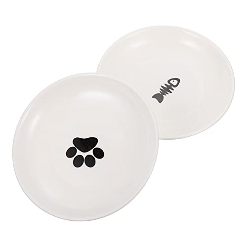 POPETPOP 2stücke Nordic Style Katzenfutterschalen Keramik Praktische Anti- -Design Katzenfutter Und Snackschalen Hochwertige Futternäpfe Für Katzen Und Kleine Hunde von POPETPOP