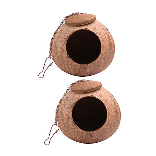 POPETPOP 2 Stück Kokosnussschalen Vogel Nest für Sittiche und Kleine Haustiere Sicheres und Warmes Vogelnest Natürliche Umgebung für Vögel für Wellensittiche und Kleintiere von POPETPOP