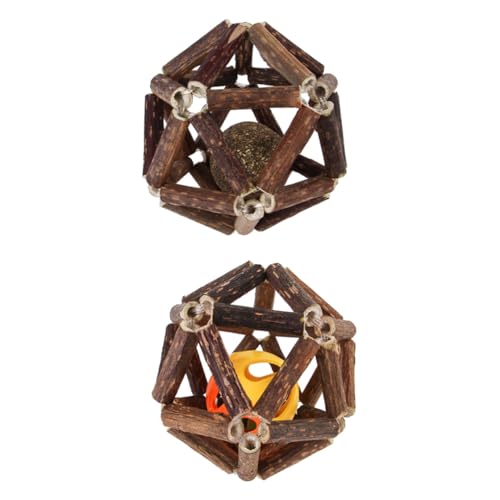 POPETPOP 2stücke Kauspielzeug Für Katzen Natur Katzenminze Ball Mit Glöckchen Haustier Katzentoys Zahnknirschen Trainingsspielzeug Für Katzen von POPETPOP