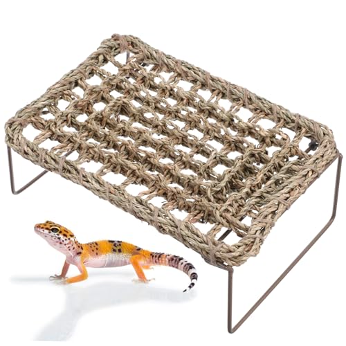 POPETPOP 2Stücke Reptilien Hängematte für Eidechsen Handgewebte Liege mit Stabilem Metallrahmen Abnehmbar und Waschbar für Entspannen im Terrarium von POPETPOP