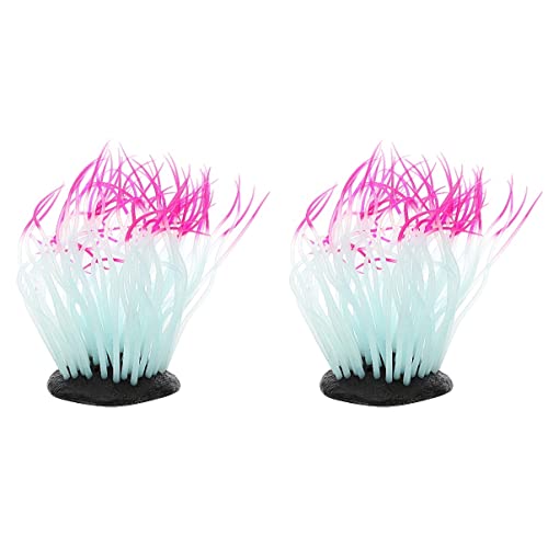 POPETPOP 2pcs Dark Decorative Plant Ornament Freshwater Home Resin Plants Accessories Ornaments Craft The Lifelike Adorn Sea for Tank Silicone Adornment Noctilucence Reef Anemone von POPETPOP