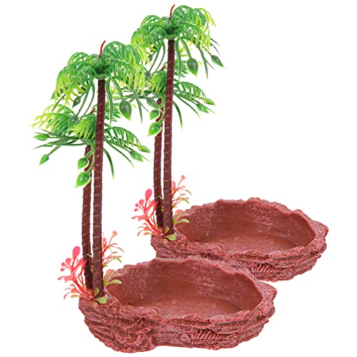 POPETPOP 2pcs Reptile Feeder Corner Bowl Lizard Water Feeder Resin Reptile Bowls Für Snack Supplies von POPETPOP