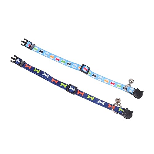 POPETPOP 2stücke Katzen Und Hundehalsband Mit Sicherheitsverschluss Verstellbar Im Design Mit Knochenmotiv Dunkelblau Für Haustierbedarf Und Outdoor-aktivitäten von POPETPOP