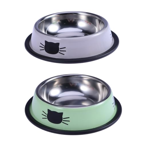 POPETPOP 2er-Pack Katzennäpfe Aus Edelstahl Für Kätzchen Futternapf Wassernapf-Set Heimtierbedarf Grau/grün POPETPOP 2er-Pack Katzennäpfe Aus Edelstahl Für Kätzchen Futternapf Wassernapf-Set Heimtierbedarf Grau/grün von POPETPOP