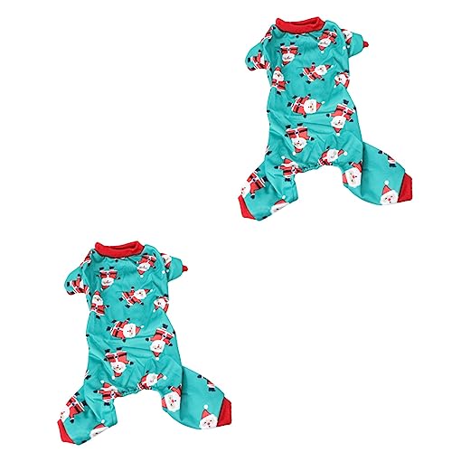 POPETPOP 2st Hund Weihnachten Weihnachtsmann Kostü Pyjama Für Welpen Hundepullover Mittel Hundehemden Junge Hundekleidung Weihnachtshundebekleidungszubehör Halloween Weihnachtskostüme von POPETPOP