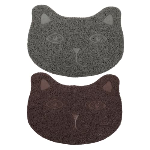 POPETPOP 2stücke Katzenstreu Matte PVC Dicke Tragbare Katzentoilettenmatte rutschfest Und Einfach Zu Reinigen Und Braun Für Katzen Und Kitten von POPETPOP