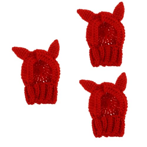POPETPOP 3 STK Halloween-kostü Für Haustiere Festlicher Haustierhut Gestrickte Weihnachtsmütze Haustierhut des Neuen Jahres Kleine Hundekatze Strickmütze Universal- Strickgarn von POPETPOP