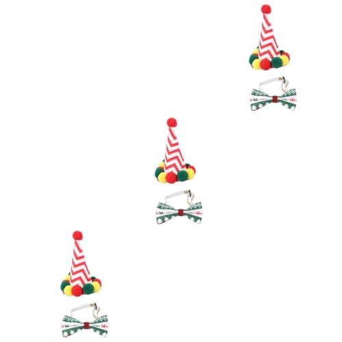 POPETPOP 3 Sets Haustier Schleife Weihnachtsmütze Hund Katze Weihnachtsoutfit Kätzchen Urlaub Party Kostüme Mit Fliege von POPETPOP