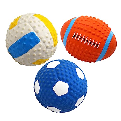 POPETPOP 3stücke Teiliges Aus Latex-sportbällen Für Haustiere Kauspielzeug Mit Geräuschen Zur Zahnpflege Für Hunde Kleiner Rugby Volleyball Fußball von POPETPOP