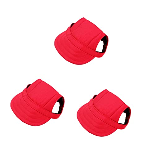 POPETPOP 3 Stück Katzen/Sombrerodog Outdoor Roter Strand Visierkappe Haustiere Verstellbare Kappen Liefert Hut Sunbonnet Outfit Haustiersport Sommer Medium Schutz Baseball Für Hüte von POPETPOP