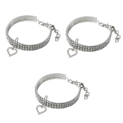 POPETPOP 3 Stück Modeschmuck Für Jungen Perlenschmuck Katzenhalsband Breakaway-Bling-Hundehalsband Haustier-Prinzessin-Halsband Heimtierbedarf Kleiner Hund Welpe Anhänger Weißer von POPETPOP