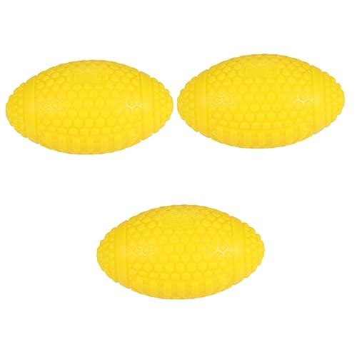 POPETPOP 3 Stücke Pet Spielzeug für Hunde Amerikanischen Fußball Rugby Kauen Spielzeug Latex Gelb von POPETPOP