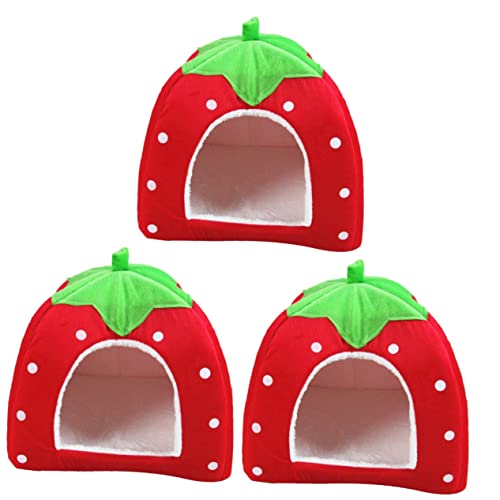 POPETPOP 3 Stücke Faltbare Haustier Bett Katze Hund Bett Welpen Erdbeere Design Rot Farbe Extra Größe POPETPOP 3 Stücke Faltbare Haustier Bett Katze Hund Bett Welpen Erdbeere Design Rot Farbe Extra Größe von POPETPOP