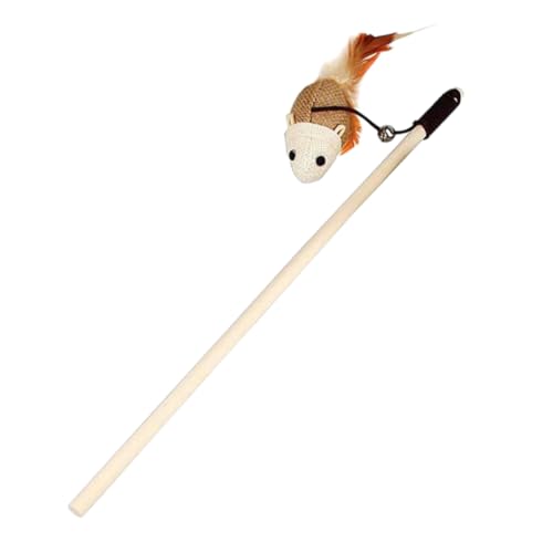 POPETPOP 3stück Katzenspielzeug Interaktiver Katzenangel Mit Mäusen Sicheres Kauspielzeug Aus Holz Fördert Spiel Und Vertrauen Zwischen Katze Und Besitzer Für Katzen Und Kätzchen von POPETPOP