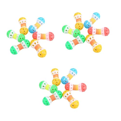 POPETPOP 30 Stück Kunststoff-Federspielzeug Mit Zufälligem Ball-Farbdesign Glocke Zubehör Für Haustierfreunde von POPETPOP