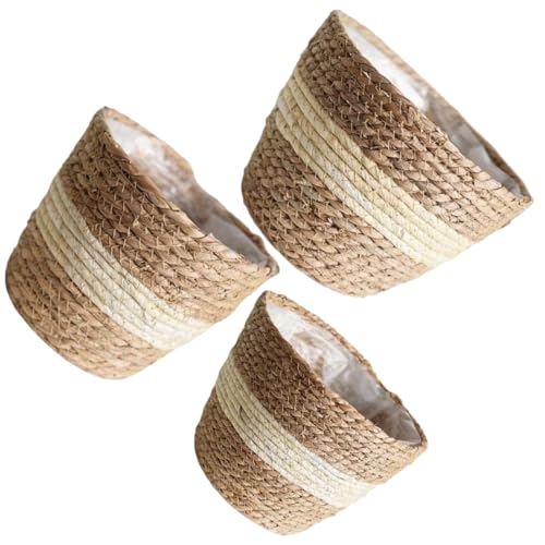 POPETPOP 3St Blumentopfkorb aus Stroh Wäschekörbe Schüssel Weidenkorb Anlage ablagekörbe kühlkorb einkaufskorb zimmerpflanzen blumenbank Mehrzweckkorb Indoor-Blumenpflanzer PVC POPETPOP 3St Blumentopfkorb aus Stroh Wäschekörbe Schüssel Weidenkorb Anlage ablagekörbe kühlkorb einkaufskorb zimmerpflanzen blumenbank Mehrzweckkorb Indoor-Blumenpflanzer PVC von POPETPOP