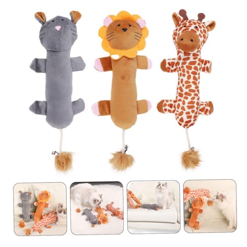 POPETPOP 3stücke Teiliges Katzen-molarspielzeug Plüsch Lustige Tierfiguren Giraffe Leopard Für Katzen Und Interaktives Spielzeug Mit Und Plüschschwanz von POPETPOP