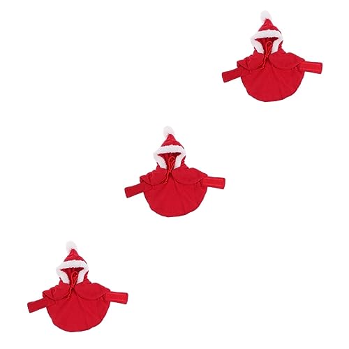 POPETPOP 3St Weihnachtszubehör für Haustiere Weihnachts-Cape für Haustiere Weihnachts-Outfit für Haustiere Haustier Weihnachtsumhang Welpen-Weihnachtsmütze Haustier-Cosplay-Kostü rot von POPETPOP