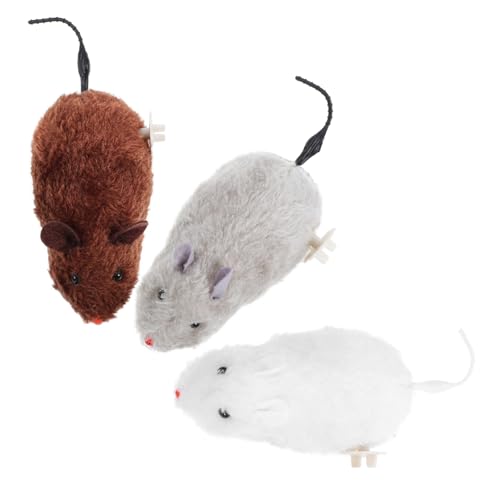 POPETPOP 3stücke Spielzeugmaus Mit Aufziehfunktion Plüschmaus Für Katzen Interaktives Katzenspielzeug Cartoon-mäusespielzeug Mäuse-katzenspielzeug Katzenbeißspielzeug Mäuse Für von POPETPOP