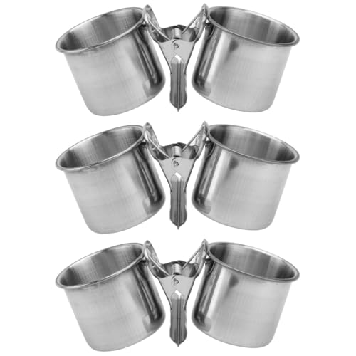 POPETPOP 3pcs hanging bird feeder bird feeder hanging Parrot feeder cup Stainless steel bird cup sittich hanging pet feeder bowl bird feeder cup to feed Food feeding tray cage von POPETPOP