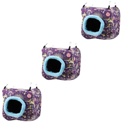 POPETPOP 3st Hamsternest Eichhörnchen Rattenhängematte Ruhebett Für Kaninchen Chinchilla Igel Warmer Ruheplatz Hammer Kleines Bett Warm Hängen Baumwolle Violett Mini Hängendes Nest von POPETPOP
