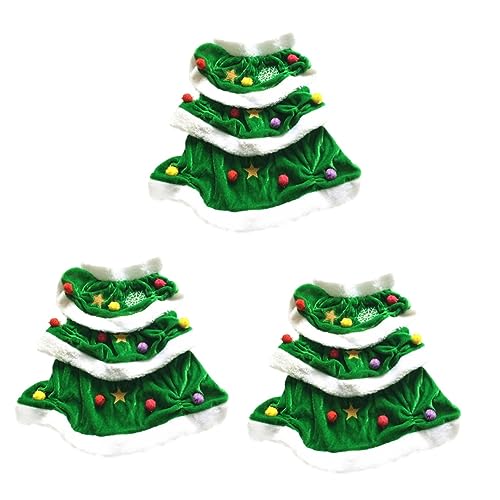 POPETPOP 3-teiliges Weihnachtskleid Für Haustiere Hundekleidung Festlicher Baumstil Bequemer Warmer Mantel Party-Outfit Für Hunde Grün Größe S von POPETPOP