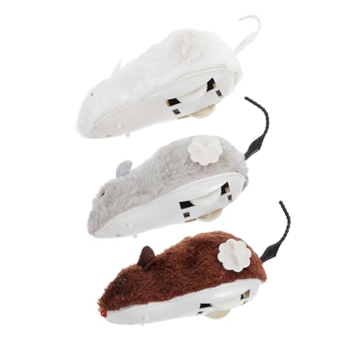 POPETPOP Katzenmäuse-Spielzeug-Set 3-teilig Aufziehmäuse Plüsch-gefälschte Mäuse Für Indoor-Katzen Spielspaß von POPETPOP