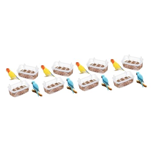 POPETPOP 4 Sätze Papageienfutterstation Für Den Außenbereich Coop Futterstelle Sittich-Futter Saat Vogelhäuschen Schüssel Doppelschicht Tank Hühnerfutter Transparent Plastik 2 Stück * 4 von POPETPOP