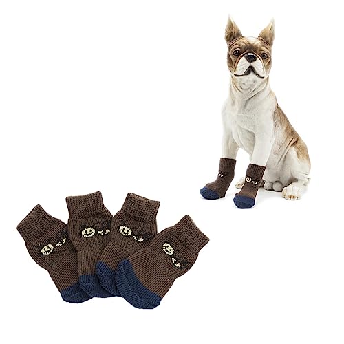 POPETPOP 4er-Pack rutschfeste Socken Für Hunde Und Katzen Cartoon-haustiersocken Mit Sicherheitsdesign Für Pfoten von POPETPOP