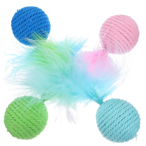 POPETPOP Süße Kätzchen Zahnen Kauen Bälle Interaktive Katze Spielzeug Plüsch Gestrickte Katze Spielzeug für Indoor von POPETPOP