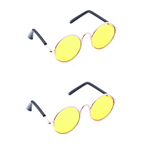 POPETPOP 4 Stück Gelbe Gläser Sonnenbrillen Motorradbrillen Sonnenbrillen Für Hunde Kleine Rassen Brillen Katzen-Sonnenbrillen Hundekostüme Haustier-Sonnenbrillen Für Kleine Hunde von POPETPOP