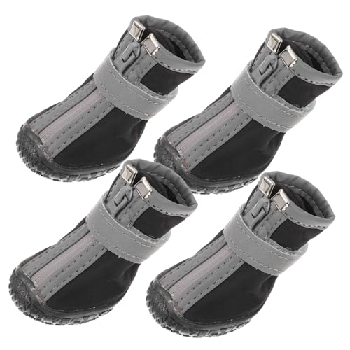 POPETPOP 4 Stück Haustierschuhe Zwinger Vlies Hundewerfer Schutz Stiefeletten Sohle, Einzig, Alleinig Auto Welpenstiefel Welpenschuhe Schuhe Für Katzen Katzenschuhe Black Stoff von POPETPOP