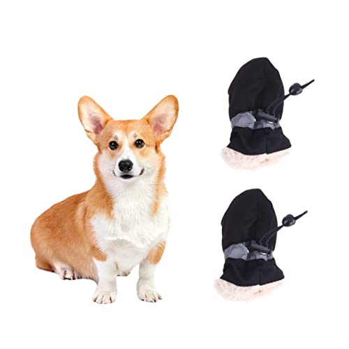 POPETPOP 4 Stück Haustierschuhe hundeschuhe Dog Shoes Schneeschuhe für Haustiere Haustier Hund warme Schuhe Pfotenschutz für Haustierstiefel Beute Stiefel für Hunde Schuhe für Hunde Black von POPETPOP