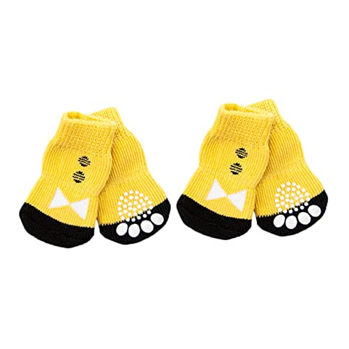 POPETPOP 4 Stück Hundesocken rutschfeste Baumwollsocken für Kleine bis Große Hunde Pfotenschutz für Hartholzböden Hautfreundlich und Bequem von POPETPOP